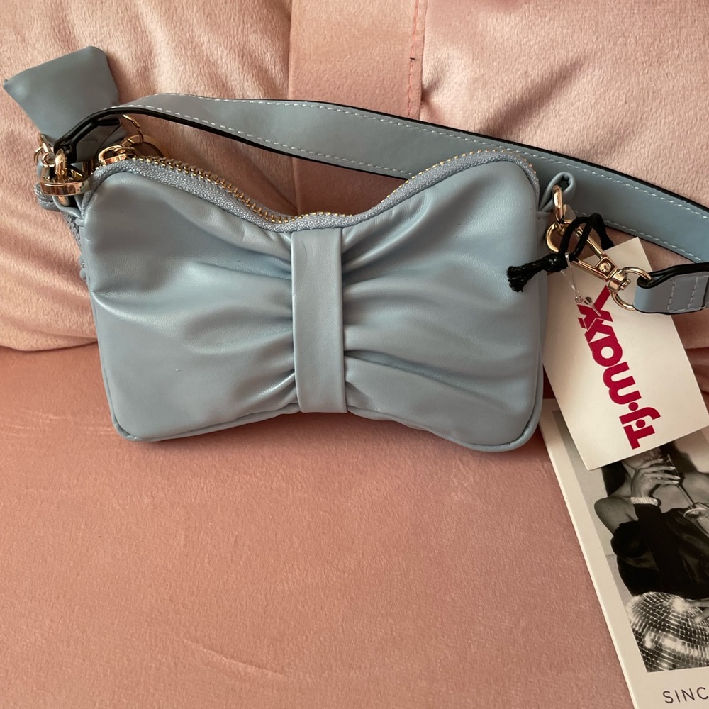 Sincerely Jules Powder Blue Bow Wristlet Crossbody